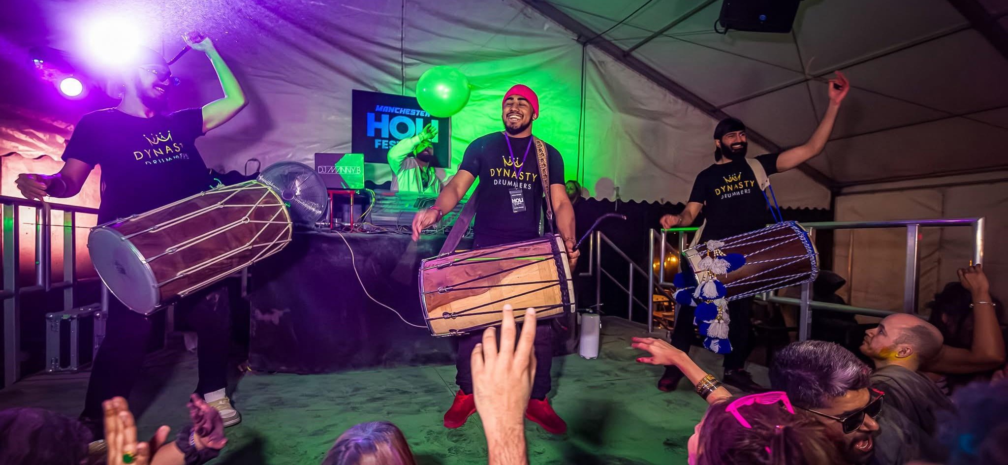 Vibrant dhol performance at a festival in Manchester